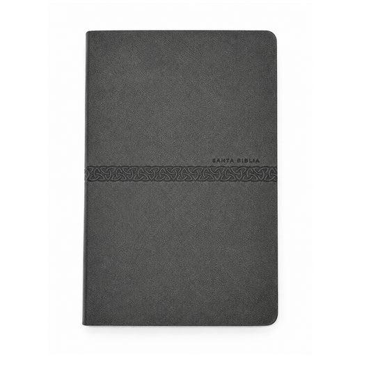 Biblia RVR 1960 letra grande, tamaño manual, símil piel gris, edición económica