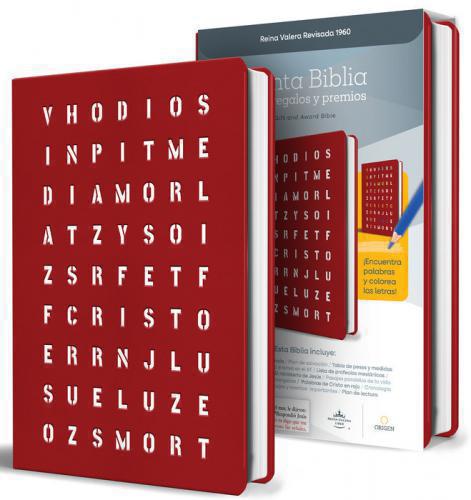 Biblia RVR1960 Para Regalos y Premios, Imitacion Piel, Rojo con Sopa de Letras