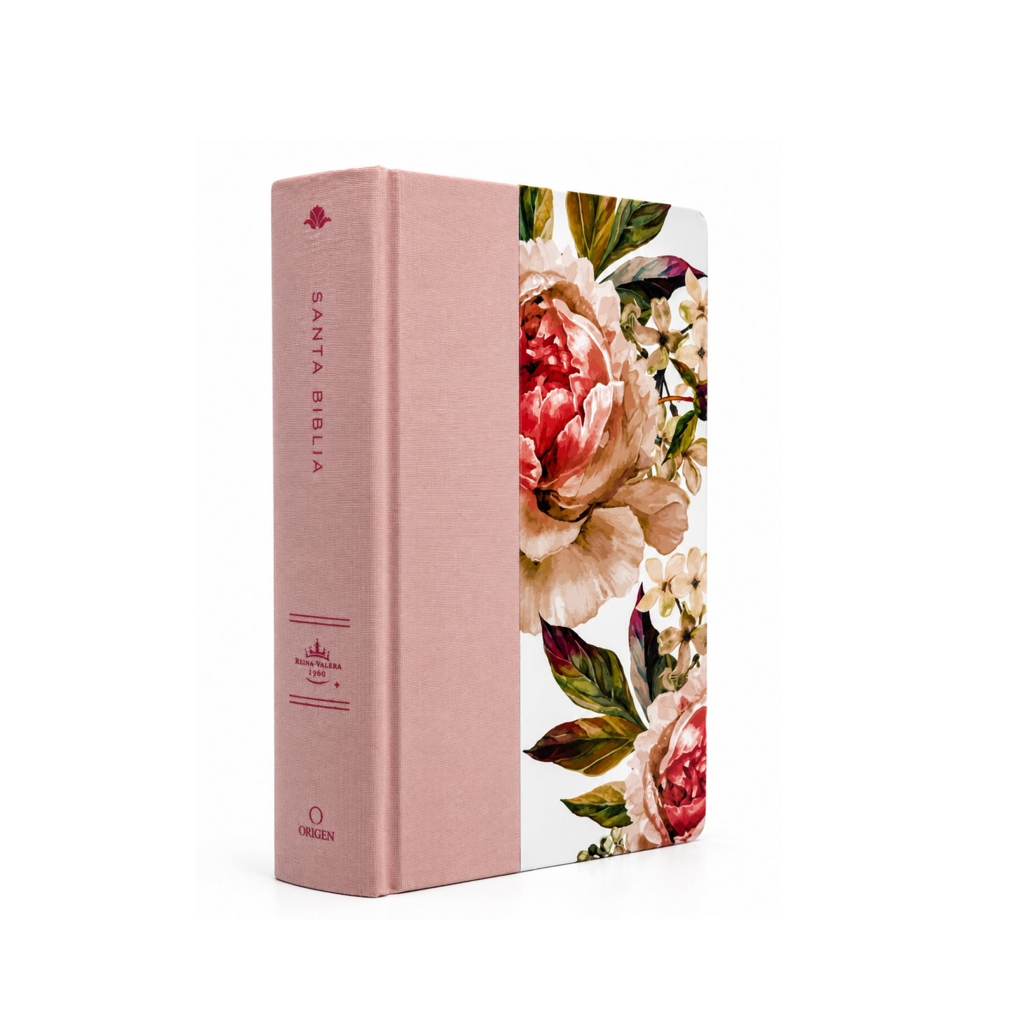 Biblia RVR 1960 Tamaño manual, letra gigante, tela con flores rosadas