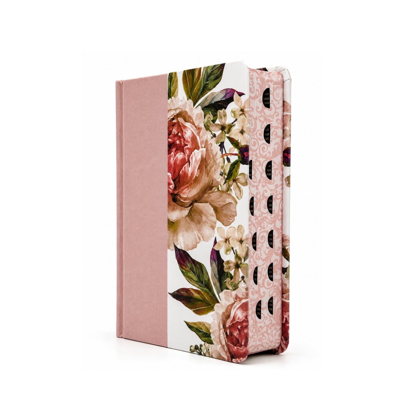 Biblia RVR 1960 Tamaño manual, letra gigante, tela con flores rosadas