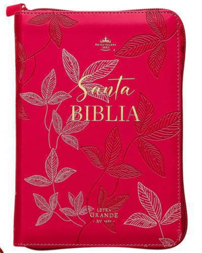 Biblia RVR1960 Tamaño Portatil, Imitación Piel Con cierre, Fucsia