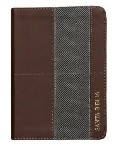 Biblia RVR1960 Tamaño Compacta, Imitacion Piel, Diseño Cafe, Letra Grande