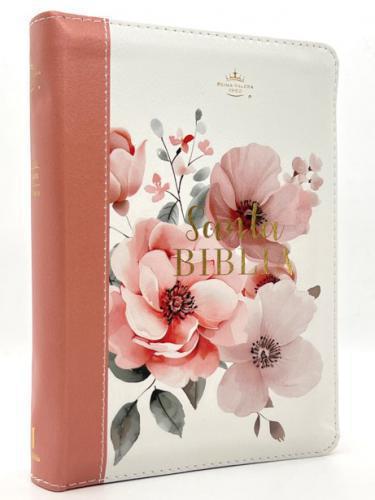 Biblia RVR1960 Tamaño Compacta, Imitación Piel, Diseño Floral Rosa, Letra Grande