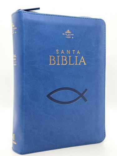 RVR1960 Compact Bible, Imitation Leather, Blue Fishermen Design