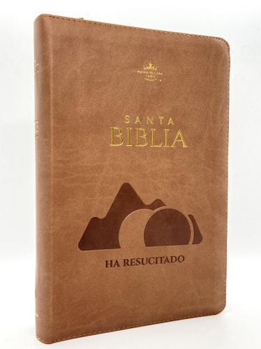 Biblia RVR1960, Tamaño Manual, Imitación Piel, Diseño Ha Resucitado, Color Café