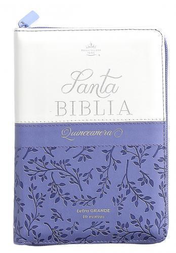 Biblia RVR1960 Quinceañera, Imitación Piel, Tamaño Portatil con Cierre e Indice
