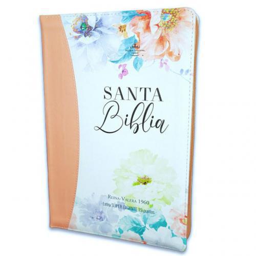 Biblia RVR1960 Imitacion Piel, Tamaño Super Gigante, Coral Cierre e Indice