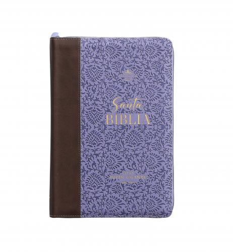 Biblia RVR1960 Imitación Piel, Tamaño Súper Gigante, Lila Cierre e Indice