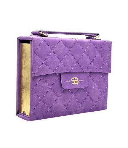 Large Print Purple Reina-Valera 1960 Bible with Handle and Magnetic Clasp