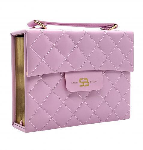 Reina-Valera 1960 Bible Large Print Light Pink with Handle and Magnetic Clasp