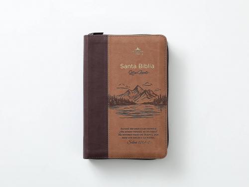 RVR1960 Bible Imitation Leather, Compact Size, Brown with Zipper