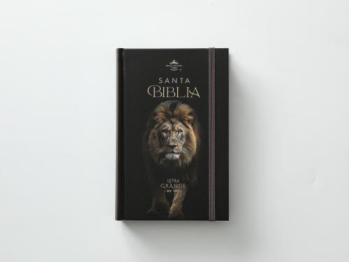 RVR1960 Bible, Hardcover, Compact Size with Elastic Closure, Lion of Judah