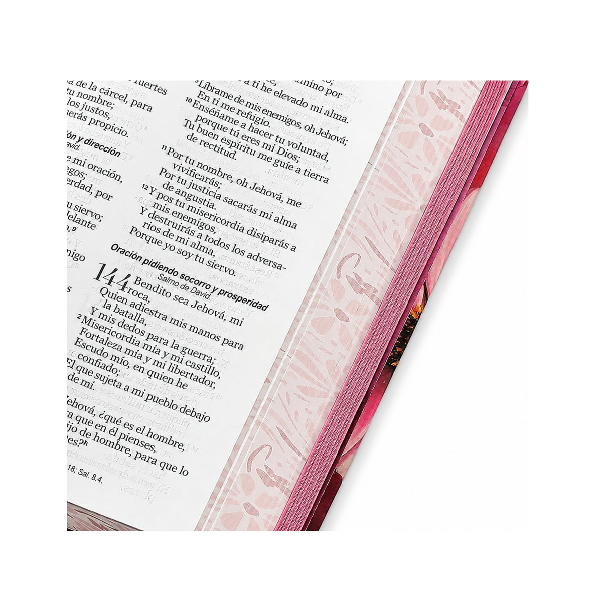 Biblia RVR1960 Pasta Dura, Tamaño Manual Con Elastico, Flor Rosa