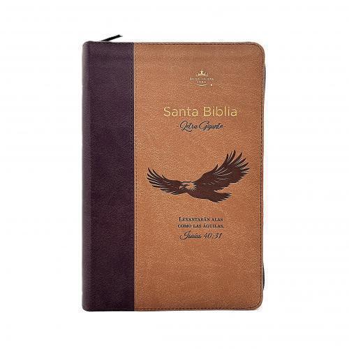 Biblia RVR1960 Imitación Piel, Tamaño Manual, Cierre e Indice, Cafe Aguila