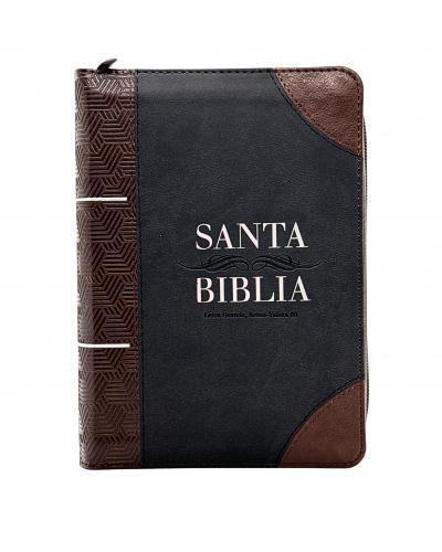 Biblia RVR1960 Imitación Piel Tamaño Compacta Con Cierre e Indice Negro/Café
