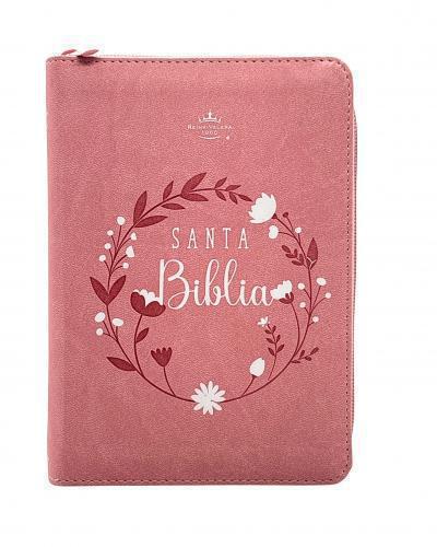 RVR1960 Bible, Imitation Leather, Compact Size With Zipper and Index, Pink
