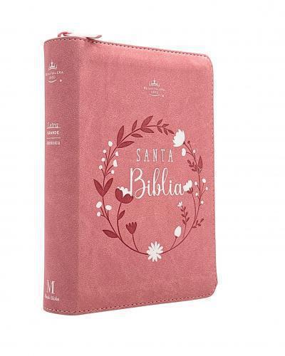 RVR1960 Bible, Imitation Leather, Compact Size With Zipper and Index, Pink