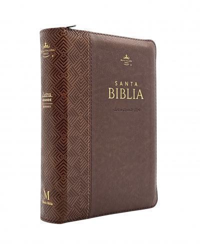 Biblia RVR1960 Imitación Piel Tamaño Portatil Con Cierre e Indice Café