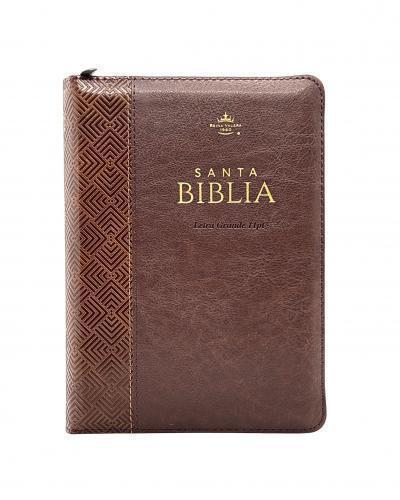 Biblia RVR1960 Imitación Piel Tamaño Portatil Con Cierre e Indice Café