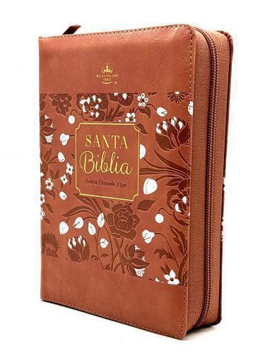 Biblia RVR1960, Imitacion Piel, Tamaño Compacta Con Cierre e Indice, Cafe Con