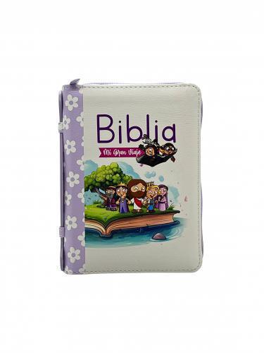 Biblia para Niñas Reina-Valera 1960 “Mi Gran Viaje” en color lila con flores