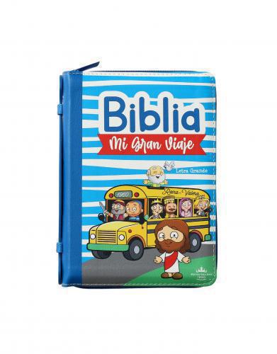 Biblia para Niños Azul, Reina-Valera 1960 “Mi Gran Viaje” Letra Grande con Cierr