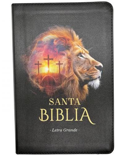 RVR1960 Bible, Imitation Leather, Handy Size with Index, Lion Crosses Design