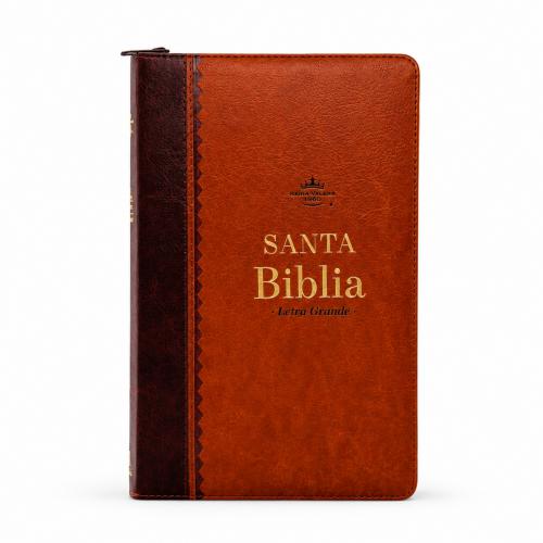Biblia RVR1960 Obsequios y Premios Imitacion Piel Cafe Refinado Con Cierre