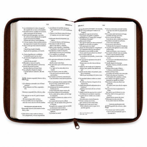 Biblia RVR1960 Obsequios y Premios Imitacion Piel Cafe Refinado Con Cierre