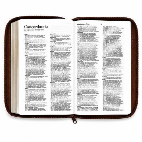 Biblia RVR1960 Obsequios y Premios Imitacion Piel Cafe Refinado Con Cierre