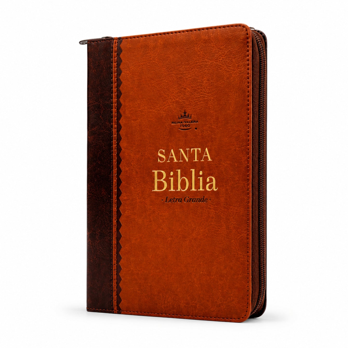 Biblia RVR1960 Obsequios y Premios Imitacion Piel Cafe Refinado Con Cierre