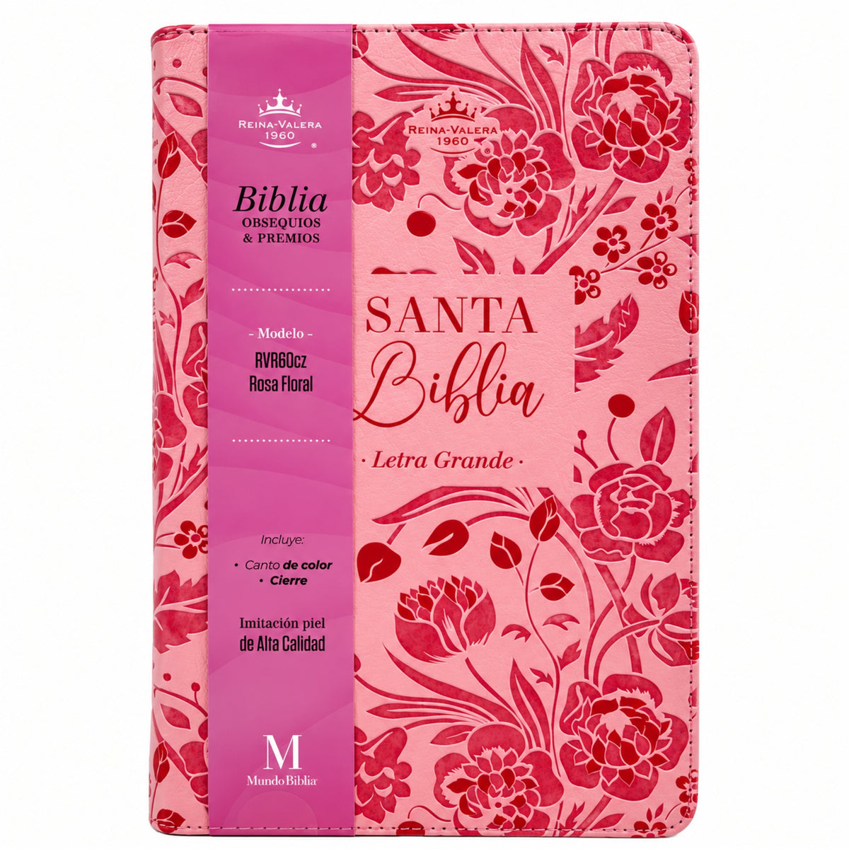 Biblia Reina Valera 1960 Tamaño Manual Con Cierre - Rosa Floral