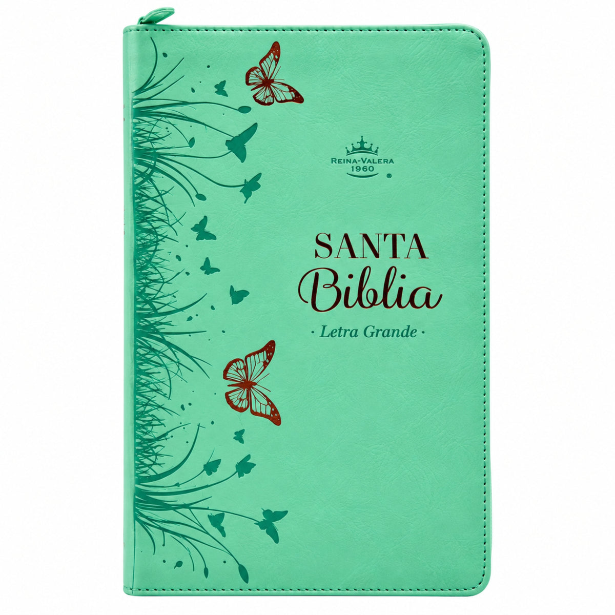 Biblia Reina Valera 1960 Tamaño Manual Con Cierre - Turquesa Mariposas