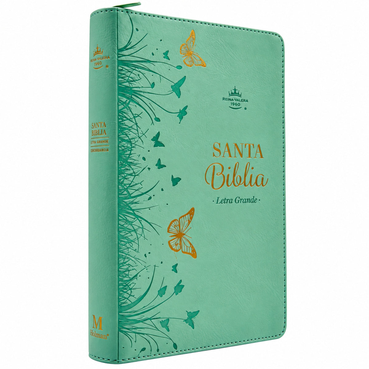 Biblia Reina Valera 1960 Tamaño Manual Con Cierre - Turquesa Mariposas