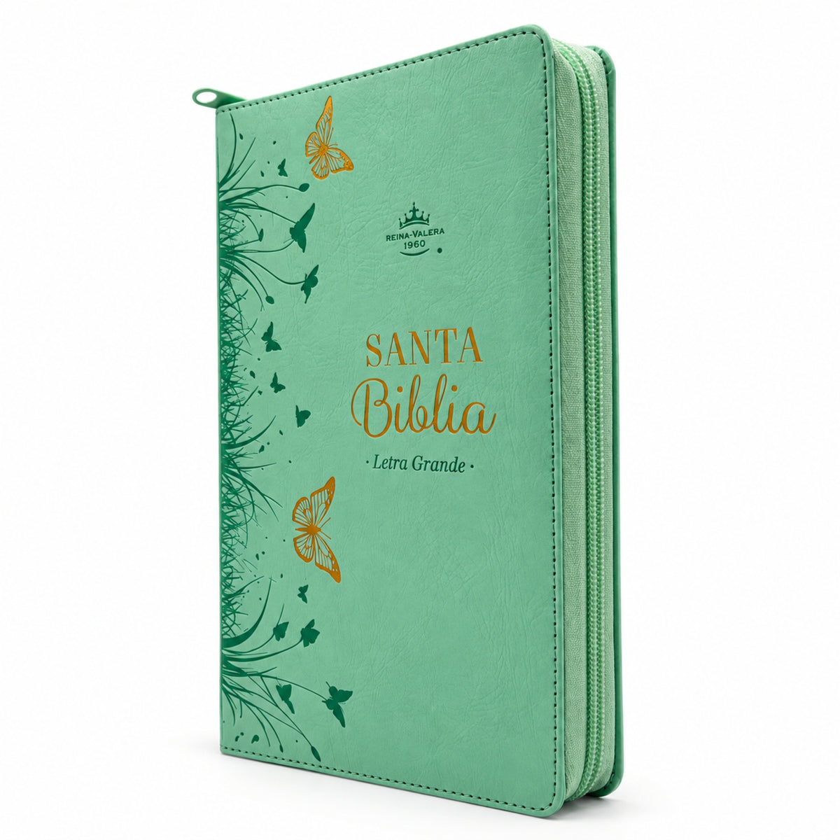 Biblia Reina Valera 1960 Tamaño Manual Con Cierre - Turquesa Mariposas