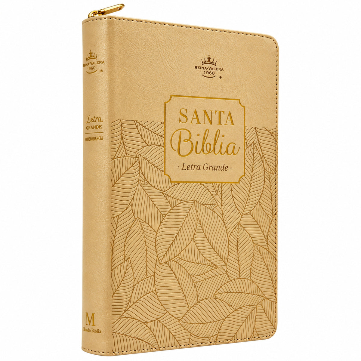Biblia Reina Valera 1960 Tamaño Manual Con Cierre - Beige con hojas