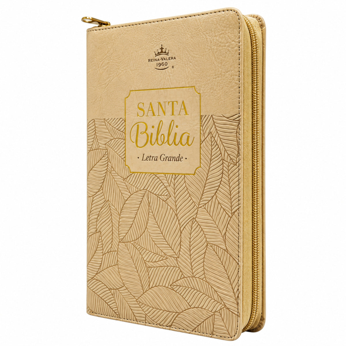 Biblia Reina Valera 1960 Tamaño Manual Con Cierre - Beige con hojas