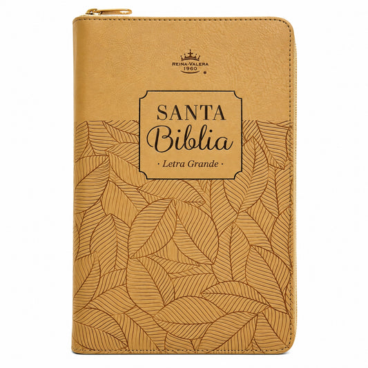 Biblia Reina Valera 1960 Tamaño Manual Con Cierre - Beige con hojas