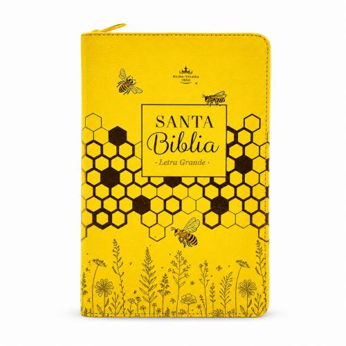 Biblia RVR1960 Obsequios y Premios Imitacion Piel Amarillo Abejas Con Cierre