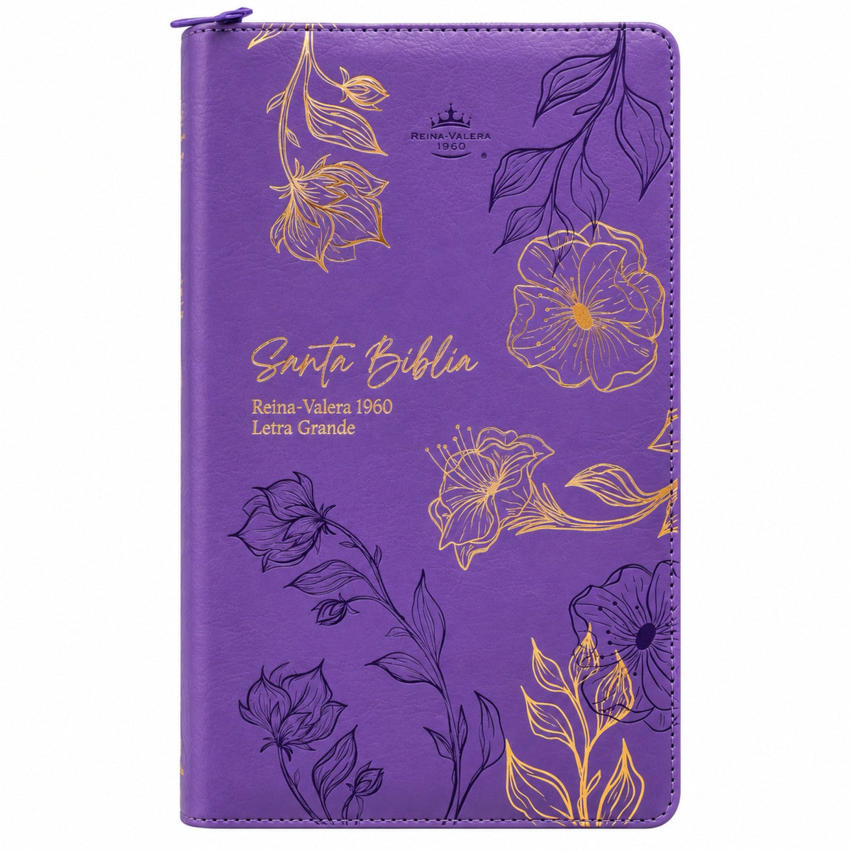 Biblia Reina Valera 1960 Tamaño Manual Con Cierre - Morado con flores