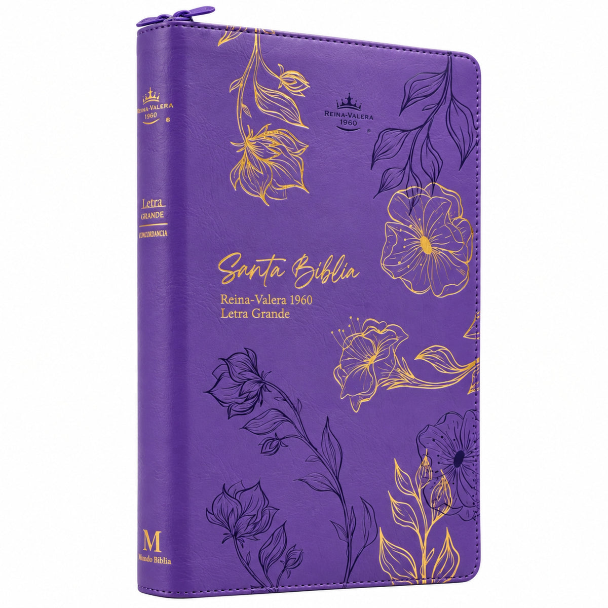 Biblia Reina Valera 1960 Tamaño Manual Con Cierre - Morado con flores