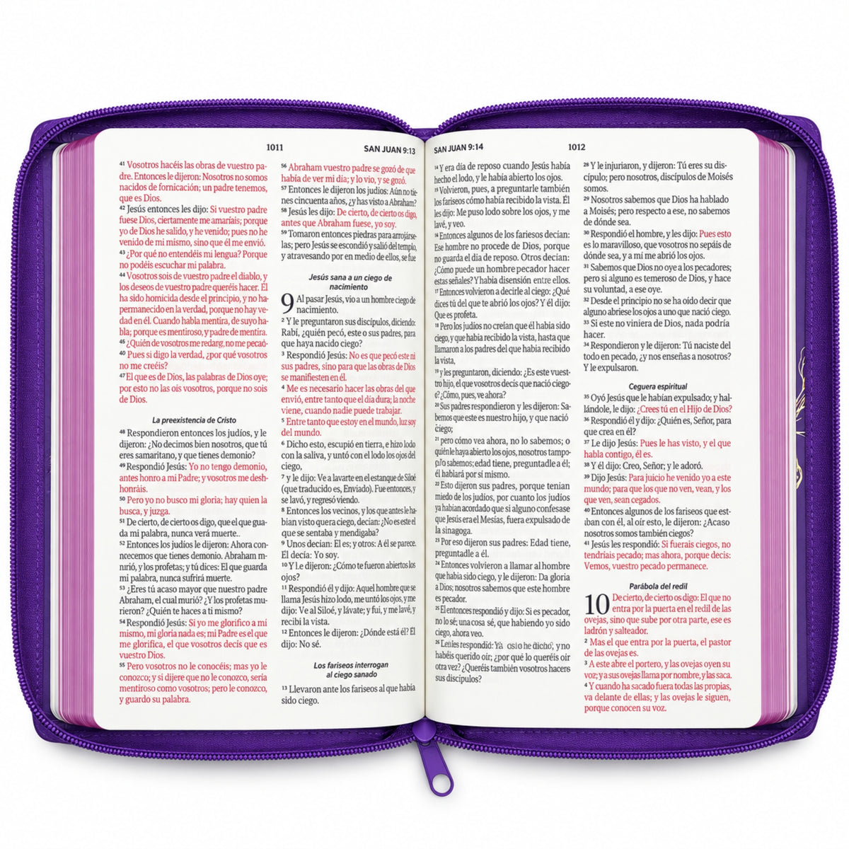 Biblia Reina Valera 1960 Tamaño Manual Con Cierre - Morado con flores