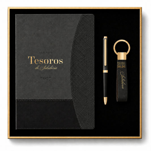 Agenda 2027 Tesoros de Sabiduría en color negro con estuche