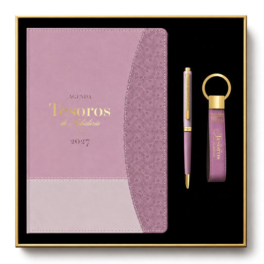 Agenda 2027 Tesoros de Sabiduría en color rosa con estuche