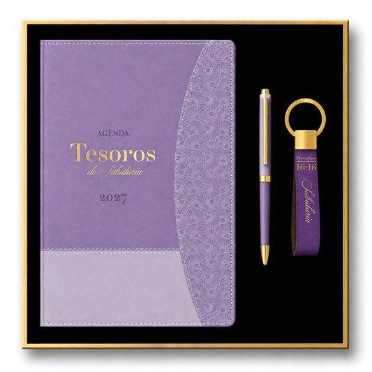 Agenda 2027 Tesoros de Sabiduría en color lila con estuche