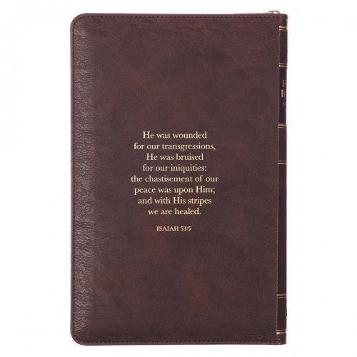 Biblia KJV Tamaño Manual, Imitación Piel Color Cafe, Diseño Corona de Espinas, C