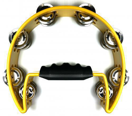Large Plain Yellow Half Moon Tambourine