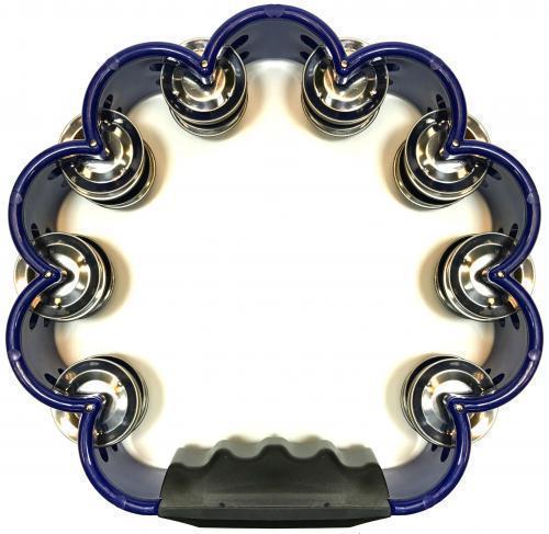 Pandero Redondo Sencillo Grande Flor Azul