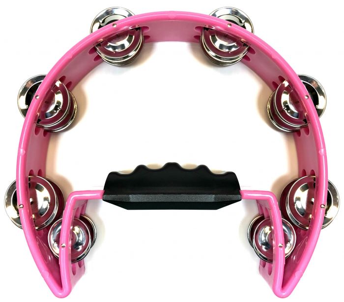 Large Single Pink Half-Moon Tambourine