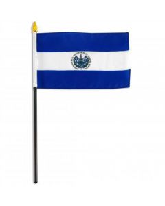 Bandera Sm El Salvador 12x18 Palito Madera